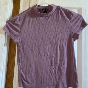 Forever 21 purple/mauve ribbed mockneck tee